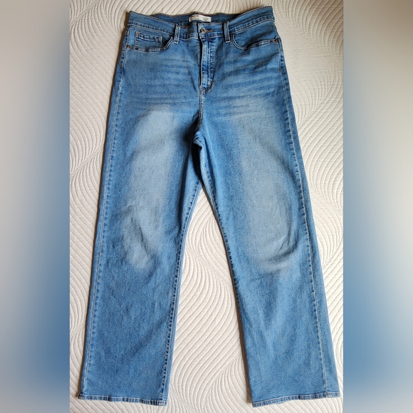 LEVI'S Heritage High Rise Loose Straight Leg Zip Fly Jeans Sz 14 32W Light Wash - Picture 4 of 15